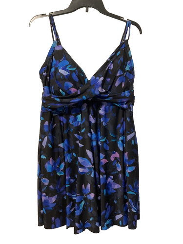 Swimsuit For All Blue Floral One Piece Bathing Suit Swimdress Women’s Size 18