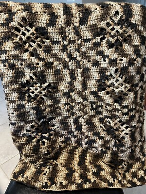 Handmade Crocheted Lacy Diamonds Pattern Afghan 46  X 68 