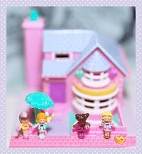 Polly Pocket VTG 1993 Light Up Bay Window House Country Compact 4 Dolls Tree