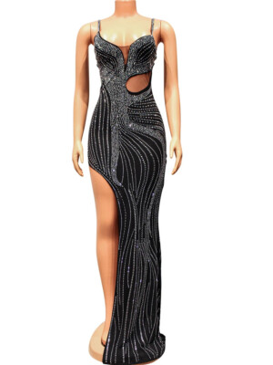 luxury diamond dress Black brilliance, redefined.  @xo._arrii A couture vision sculpted in  midnightthis black diamond dress shimmers with every movement, catching  light like a constellation in motion. At its heart, a bold red swirl