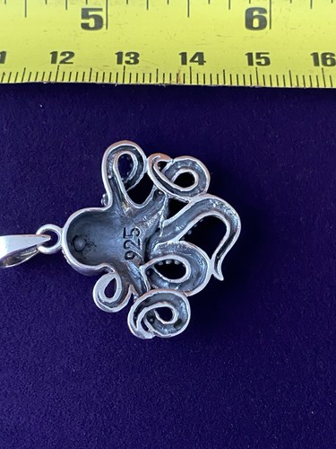 Silver Octopus Pendant With Silver Necklace - Picture 6 of 7