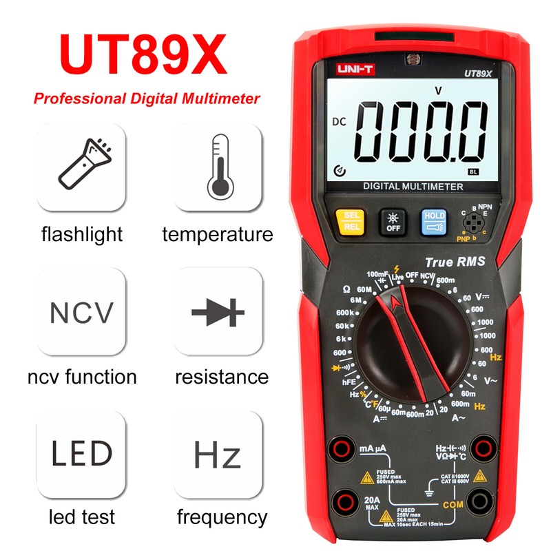 UNI-T UT89X/UT89XD NCV Multimeter Temperature Capacitance Resistance True RMS