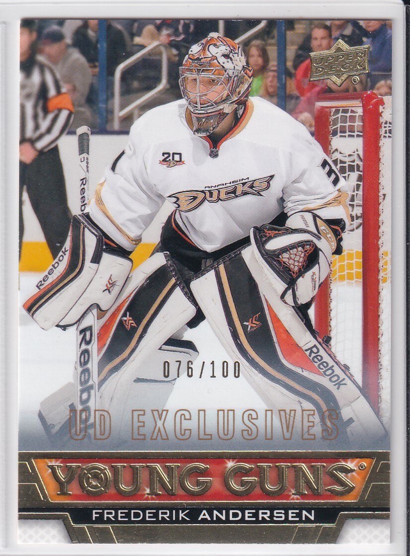 2013-14 Upper Deck Exclusives YOUNG GUNS #462 Frederik Andersen RC /100
