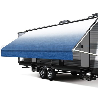 8'' RV Awning Fabric 15 Feet Length Camper Awning Shade Blue