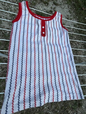Vtg Women s 10 Zig Zag Shirt Tank Top Red White Blue Stretchy Tight Nylon 80s