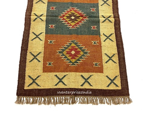Handwoven Rug Wool and Jute Rug Kilim Rug Living Room Rug Bedroom Area Rug - Picture 3 of 6