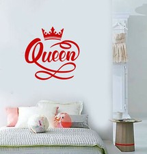 Vinyl Wall Decal Crown Queen Word Quote Girls Room Decoration Stickers 3786ig 