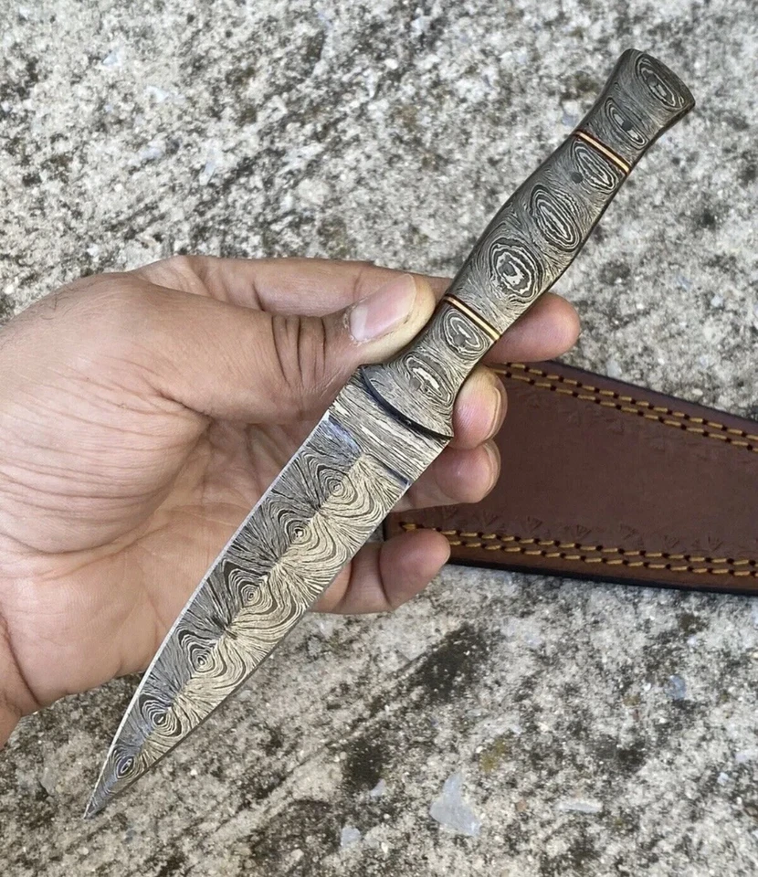 Scottish Dirk SGIAN DUBH Knife Forged Damascus Steel Dagger Double Edge FullTang - Image 2 of 3