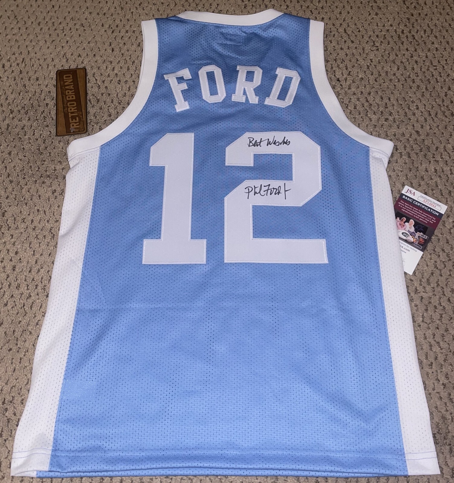 PHIL FORD SIGNED UNC JERSEY AUTOGRAPH BASKETBALL JSA NORTH CAROLINA TAR HEELS S 