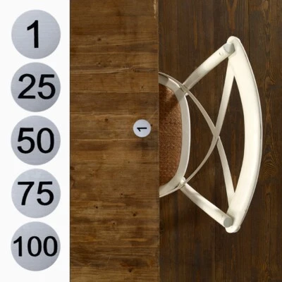 URBAN Self Adhesive Table Numbers Restaurant Bar Hotel Business 35mm Silver Circle One