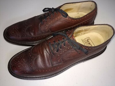sears / ドレスシューズ/US10/BRW/74607// SEARS - Vtg 74607 Brown Leather Wingtip Dress Shoes, Mens 9 B