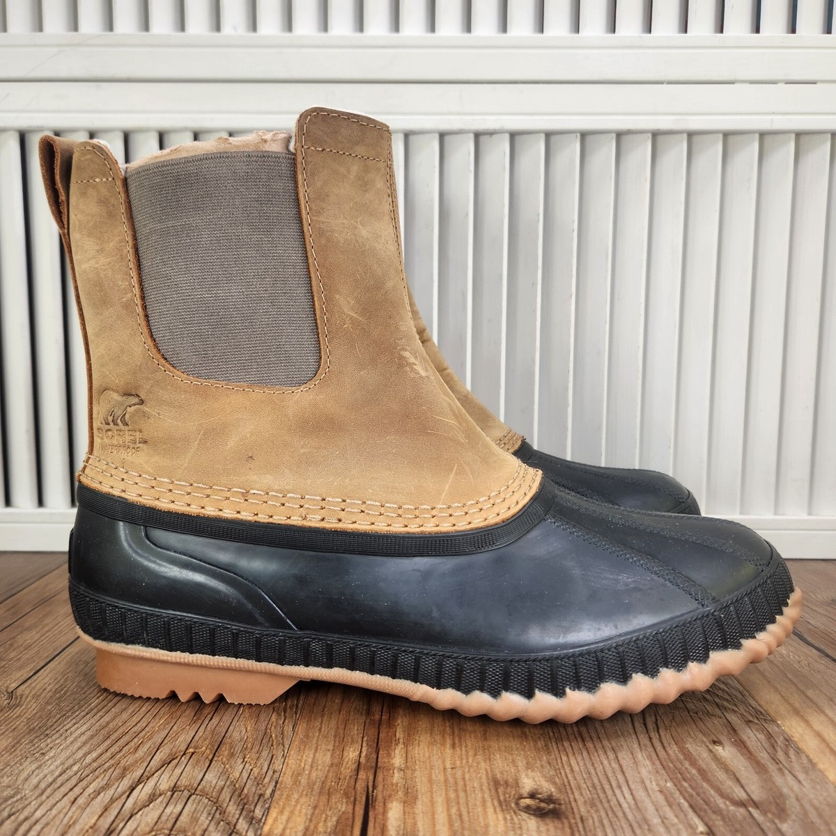 Sorel Cheyenne II Chelsea Men's 10 Black Brown Insulated Waterproof Duck  Boots