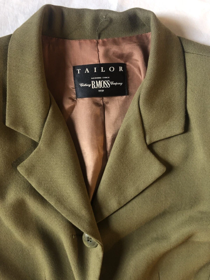 Chaqueta Blazer De Colección B Moss Tailor Para Mujer 8 Oliva Verde Ejército 4 Botones Bolsillos Forrados Foto 2 de 4
