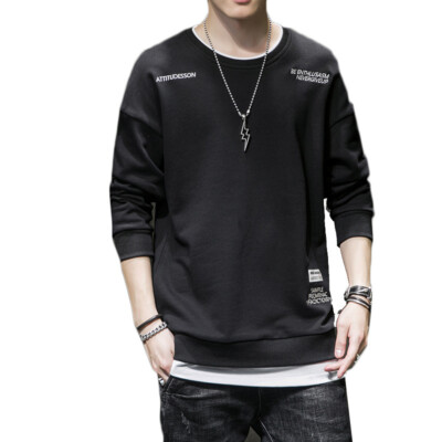Men's Fashion Long Sleeve Tee Loose Joker Casual Crewneck Turtleneck Top