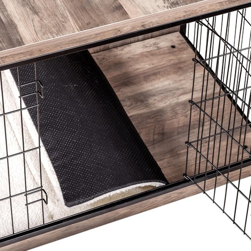 Furniture with Cushion, Wooden Kennel Table with Double Doors, Indoor Dog - Picture 6 of 7