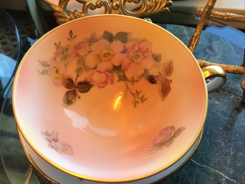 ANTIQUE VICTORIAN tea cup & Saucer Schumann Arzberg Wild Rose & Trinket Dish - Picture 5 of 14