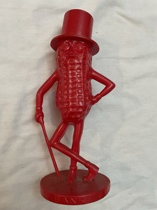 Vintage Mr. Peanut Planters Advertising Hard Plastic Red 8 1/2" Coin Bank