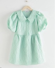 Other Stories Mint Greenpuff Sleeve Pocketsjacquard Mini Dress Us Size M Other Stories Mint Greenpuff Sleeve Pocketsjacquard Mini Dress Us Size M