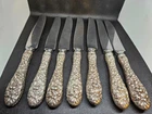 VINTAGE S. KIRK & SON "REPOUSSE" STERLING SILVER PLACE KNIVES, 58 grams, 8 7/8"