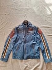 Milestone Lederjacke Herren Vintage Gr.48  Blau Top Zustand