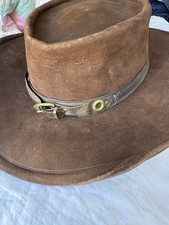 Greeley Brown Western Style Wide Brim Hat w/ Decorative Leather Hatband