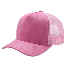 Suede trucker mesh cap. 5 panel front adjusta...