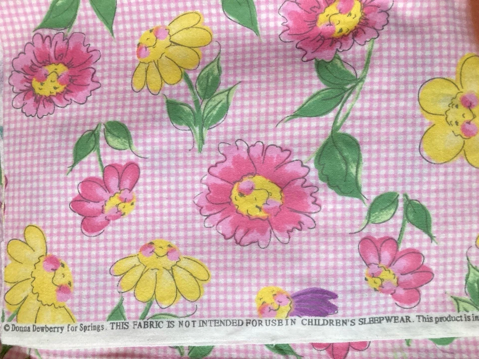 Daisy Kingdom Flower Party Flowers on Gingham Flannel Fabric Donna Dewberry 7/8Y - Image 3 of 3