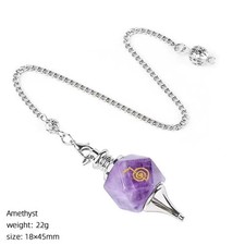 18x45mm Faceted Natural Amethyst Power Symbol Spirit Pendant For Healing