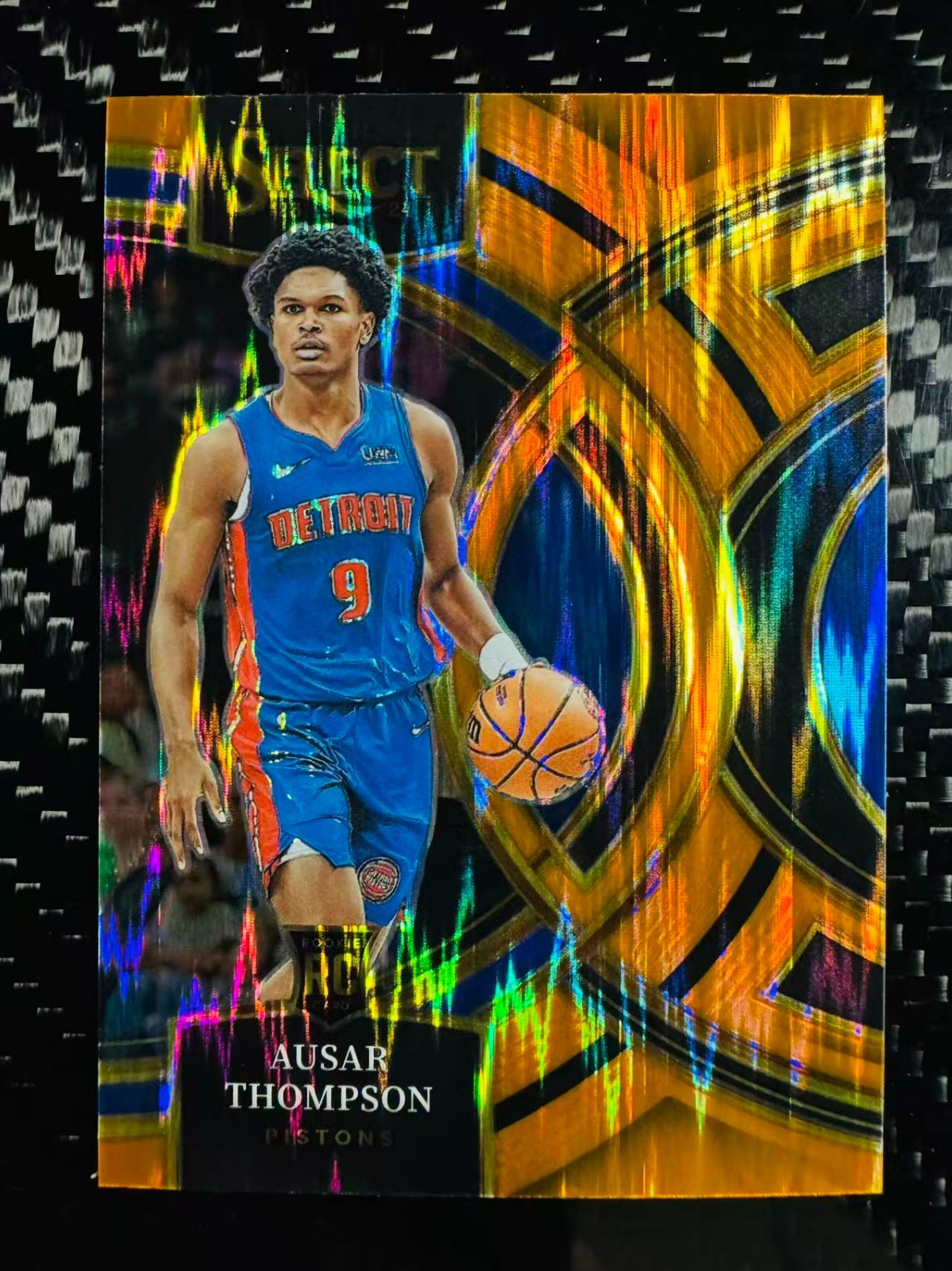 Ausar Thompson 2023-24 Panini Select Premier Level Orange Flash RC #128 Pistons