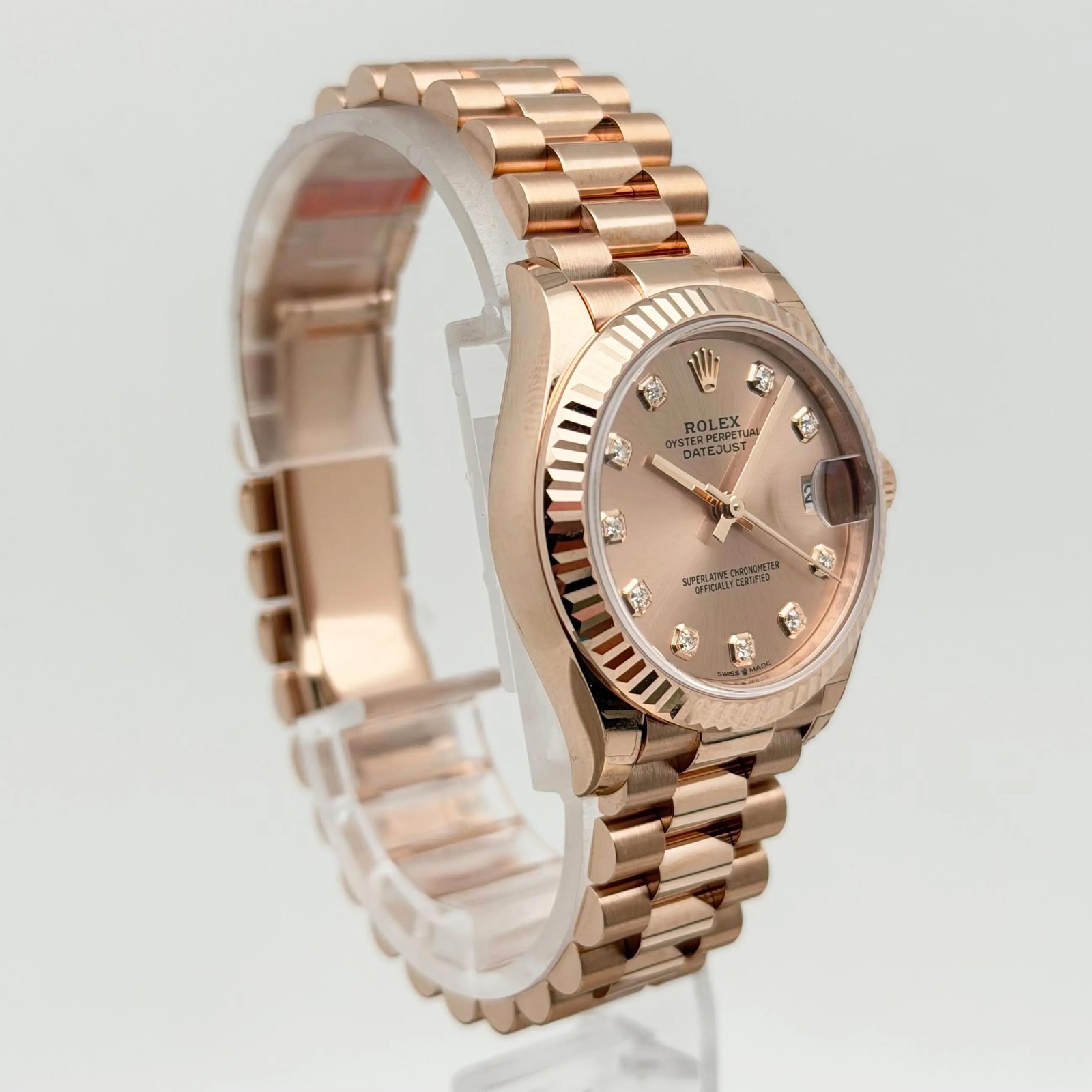 Rolex Datejust 31 President 18K Rose Gold Pink Diamond Dial Watch 278275 image 3