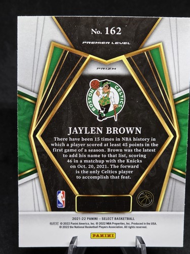2021-22 Select Basketball Premier Silver Prizm #162 Jaylen Brown Boston Celtics - Picture 3 of 3