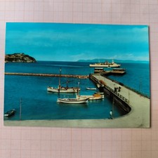CAVO - ISOLA D'ELBA - IL PORTO - ARRIVO DELLA MOTONAVE CARTOLINA A COLORI VIAGGI