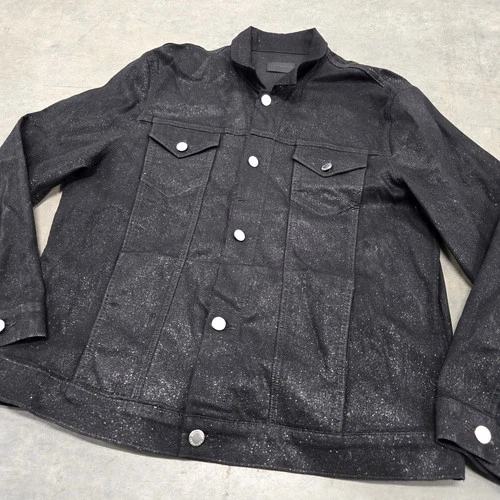 Size XXL Monfrere Skyfall Glitter Dean Denim Jacket Black Button Up Trucker EUC - product listing photo