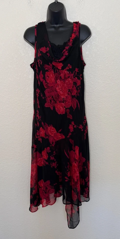 Vestido Midi De Colección Y2K Con Cuentas XL Vestido Floral Hada Grunge Capricho Romance Oscuro Foto 2 de 4