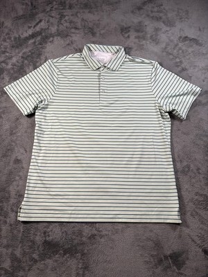 I-ACE Polo Shirt Mens XL Green Stripe Golf Stretch Performance Tech
