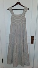 Madewell Small Dress Striped Tiered Maxi Hemp Cotton Cottagecore 