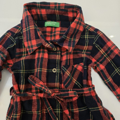 UNITED COLORS OF BENETTON Niñas Talla 2 Años Camisa Vestido Estampado Niños Moderno Rojo - Imagen 2 de 4