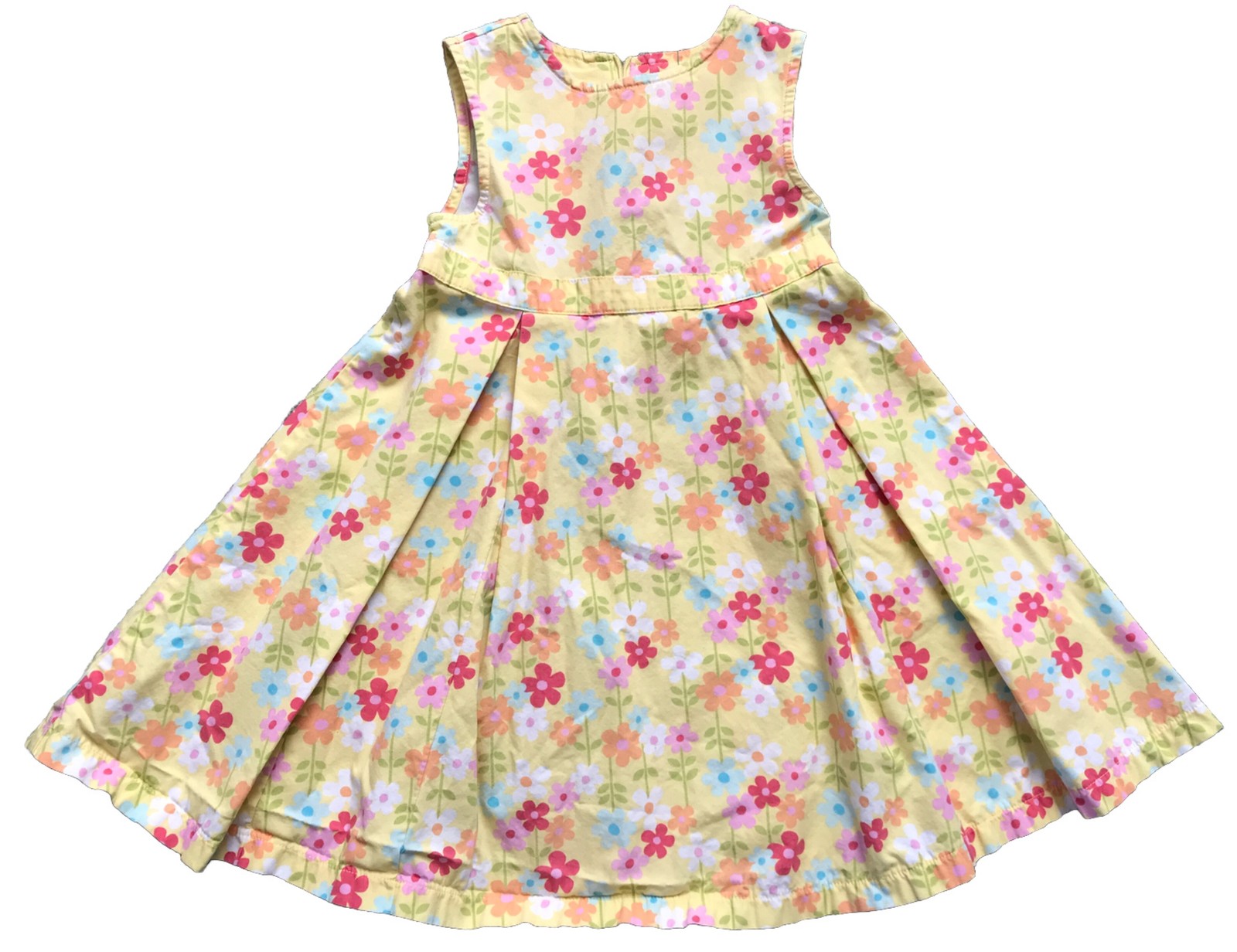 EUC Gymboree Girl's 5T Sundress Yellow Pink Floral Zipper Bow Spring Rainbow