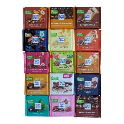 Schokolade verschiedene Sorten 15x100g Tafeln Ritter Sport Tafelschokolade NEU!