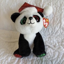 TY Beanie Boo’s 6" Pandy Claus The Christmas Santa Panda Plush Holiday Sparkle
