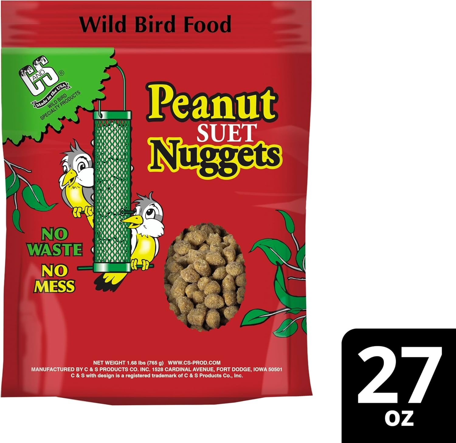 Peanut Suet Nuggets (27oz) &ndash; Versatile Wild Bird Food for Backyard Feeding