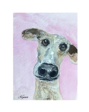 Aceo By Kenna Painting Original HP Dog Pet Portrait  2.5” X 3.5”
