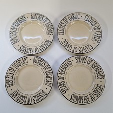 Set of 4 Rayware 'Market Garden' Side Plates Garlic Radishes Asparagus Eggplant