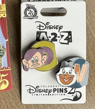 2025 A-2-Z Disney Series 2 Pins On A Card D Dopey & W Wilbur LE 1250 IN HAND 