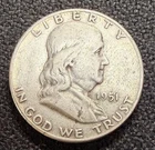 1951 90% Silver  Benjamin Franklin Half Dollar Free Ship No Reserve 75 Y/O KM199