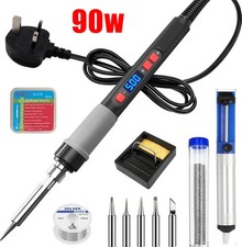90W Soldering Iron Kit LCD Digital Electric Welding Gun Tool Adjustable Tempe