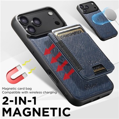 2 in 1 abnehmbare Magsafe Leder Brieftasche Hülle für iPhone 17 16 15 Pro Max Ständer