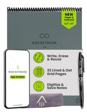 Rocketbook Flip Letter Size w/ Pilot Frixion Pen Cloth - Gray Reusable Noteboo