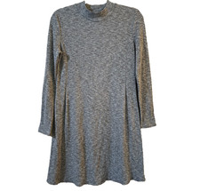 Madewell Womens Ribbed Knit Dress Size S Gray Long Sleeve Mock Neck Pleated