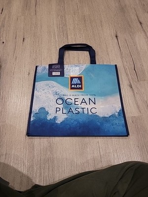 ALDI Super Market Ocean Plastic Bag Tote 16x14 in Blue | eBay